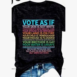 Vibrant Short Sleeve Crew Political Vote As If Tee Shirt Deep Gray size M (6)